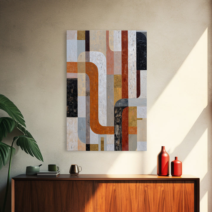 High Rise Window Grid Abstract Framed Canvas Print, Urban Art, Oil Painting, Living Room Decor, Abstract Art, Urban, URB-2x3-75