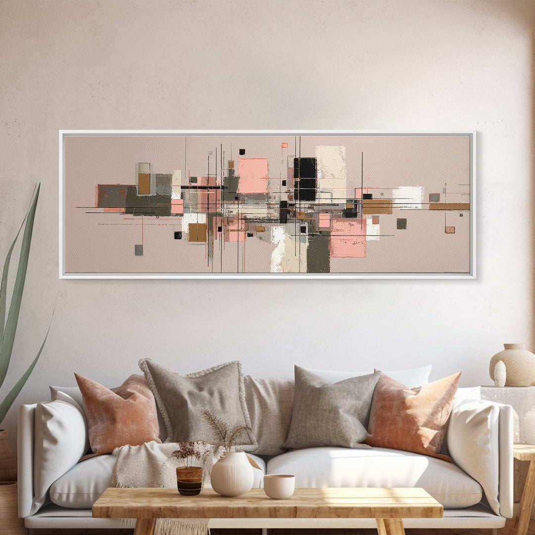 High Rise Window Grid Abstract Canvas Print, Urban Art, Pop Art, Living Room Decor, Abstract Art, Urban, Textured Painting, URB-3x1-11