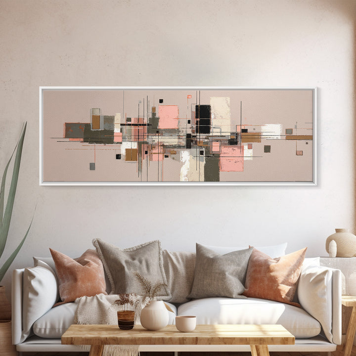 High Rise Window Grid Abstract Canvas Print, Urban Art, Pop Art, Living Room Decor, Abstract Art, Urban, Textured Painting, URB-3x1-11