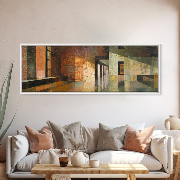 Brick Wall and Window Shadows as Geometry Canvas Print, Urban Art, African American Art, Living Room Decor, Fine Art, Urban, URB-3x1-45