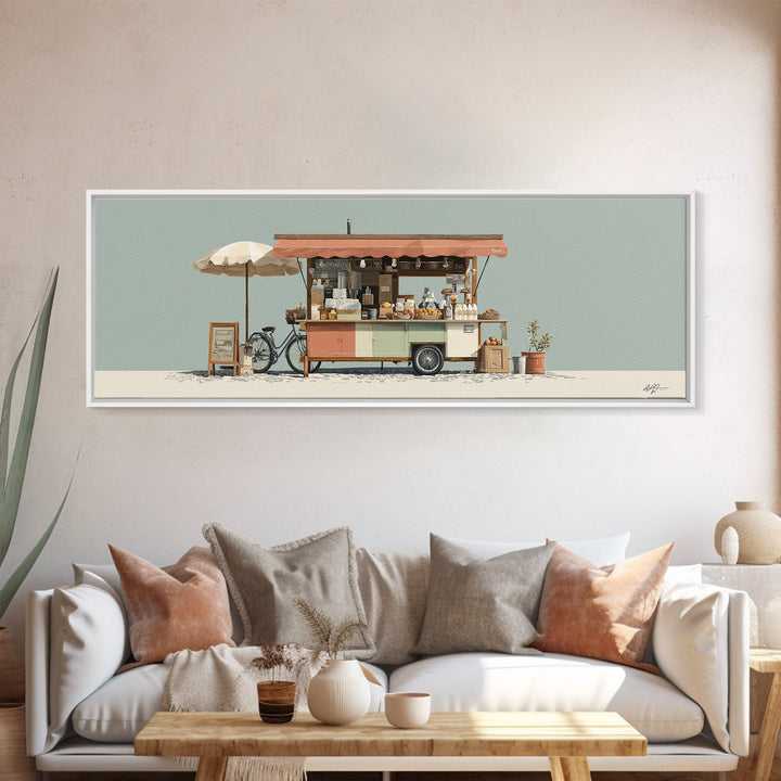 Street Food Cart Still Life Without Signage Framed Canvas Print, Urban Art, Room Decor, Living Room Decor, Fine Art, Urban, URB-3x1-63