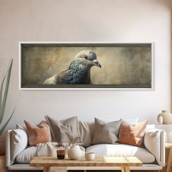 Urban Pigeon Portrait Framed Canvas Print, Urban Art, Wall Art, Living Room Decor, Fine Art, Urban, Printable Art, URB-3x1-72