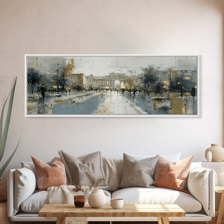 Open Manhole Steam Framed Canvas Print, Urban Art, Canvas Wall Art, Living Room Decor, Fine Art, Urban, Colorful Wall Art, URB-3x1-9