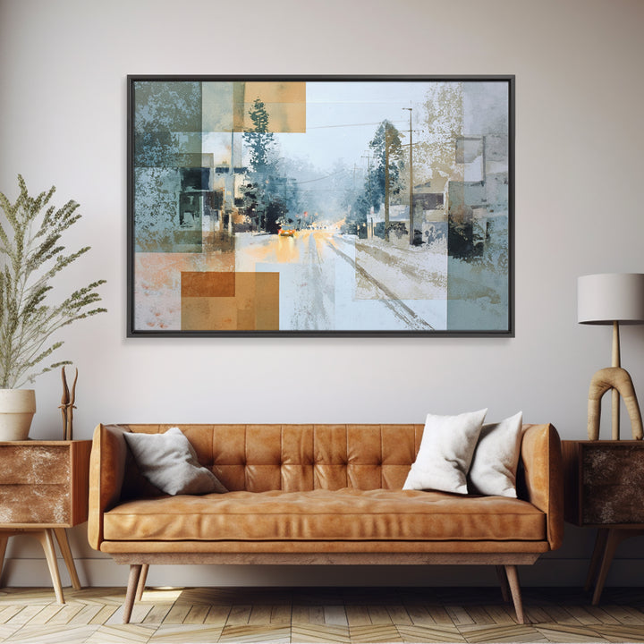 Bicycle Locked to Post Framed Canvas Print, Urban Art, Digital Download Art, Living Room Decor, Fine Art, Urban, Boho Decor, URB-3x2-19