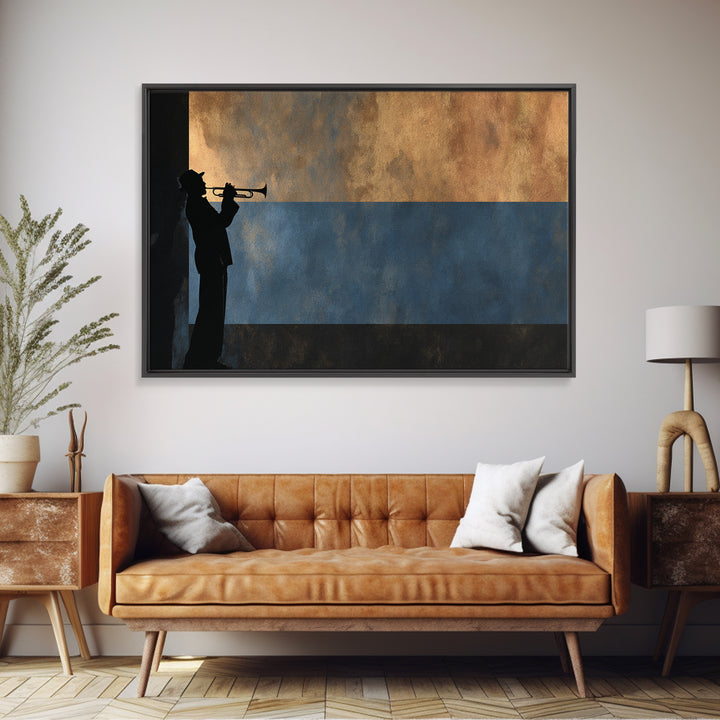 Urban Jazz Musician Silhouette Canvas Print, Urban Art, Neutral Decor, Living Room Decor, Fine Art, Urban, Wall Art, Home Decor, URB-3x2-68