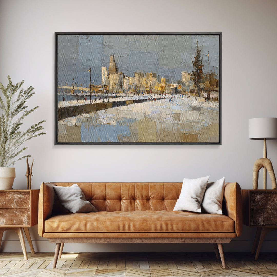 Old Theater Marquee Shapes Without Text Framed Canvas Print, Urban Art, Gay Art, Living Room Decor, Abstract Art, Urban, URB-3x2-97