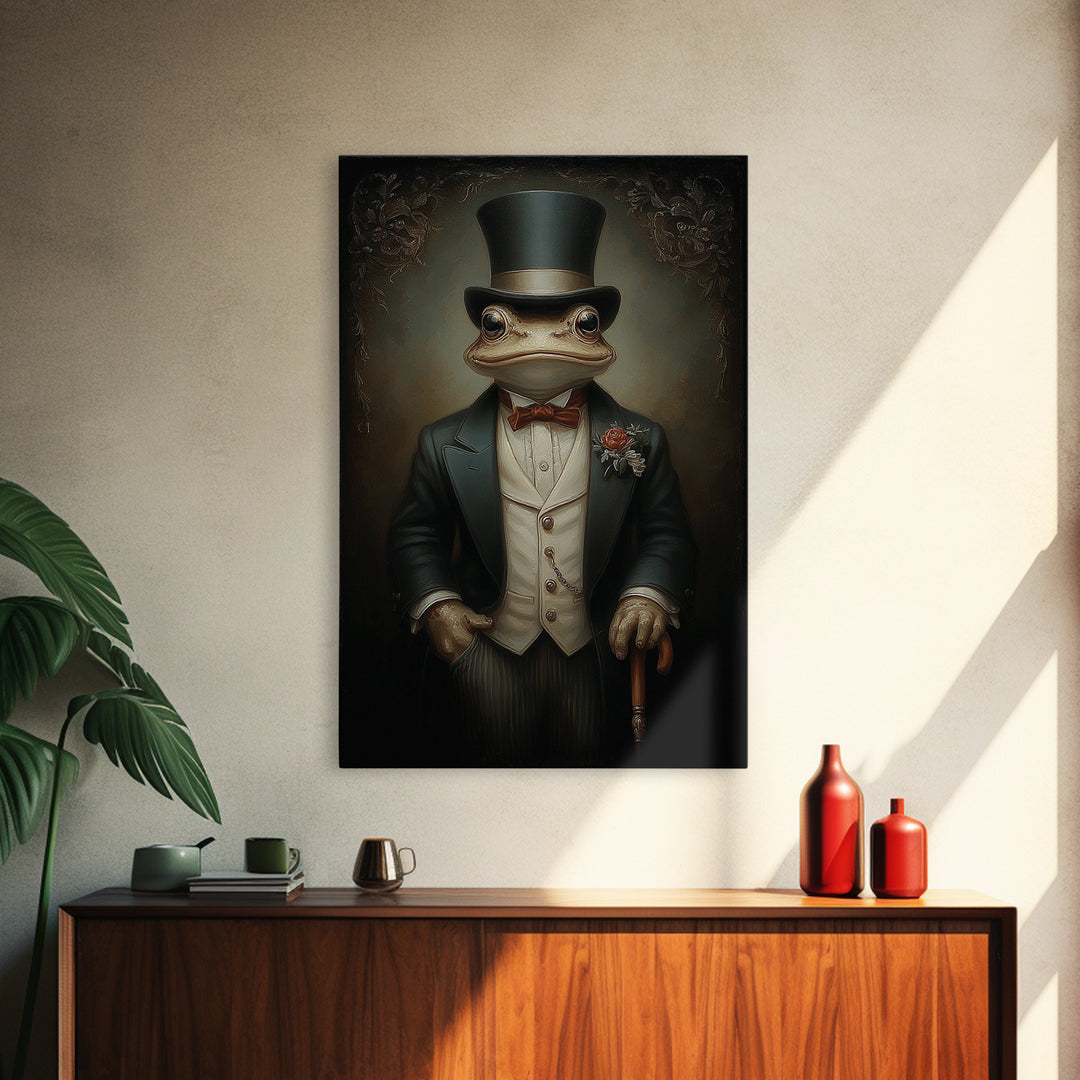 Toad Prince, Victorian Animal Portrait, Halloween Art, Gothic Whimsy Decor, Anthropomorphic Costume Art