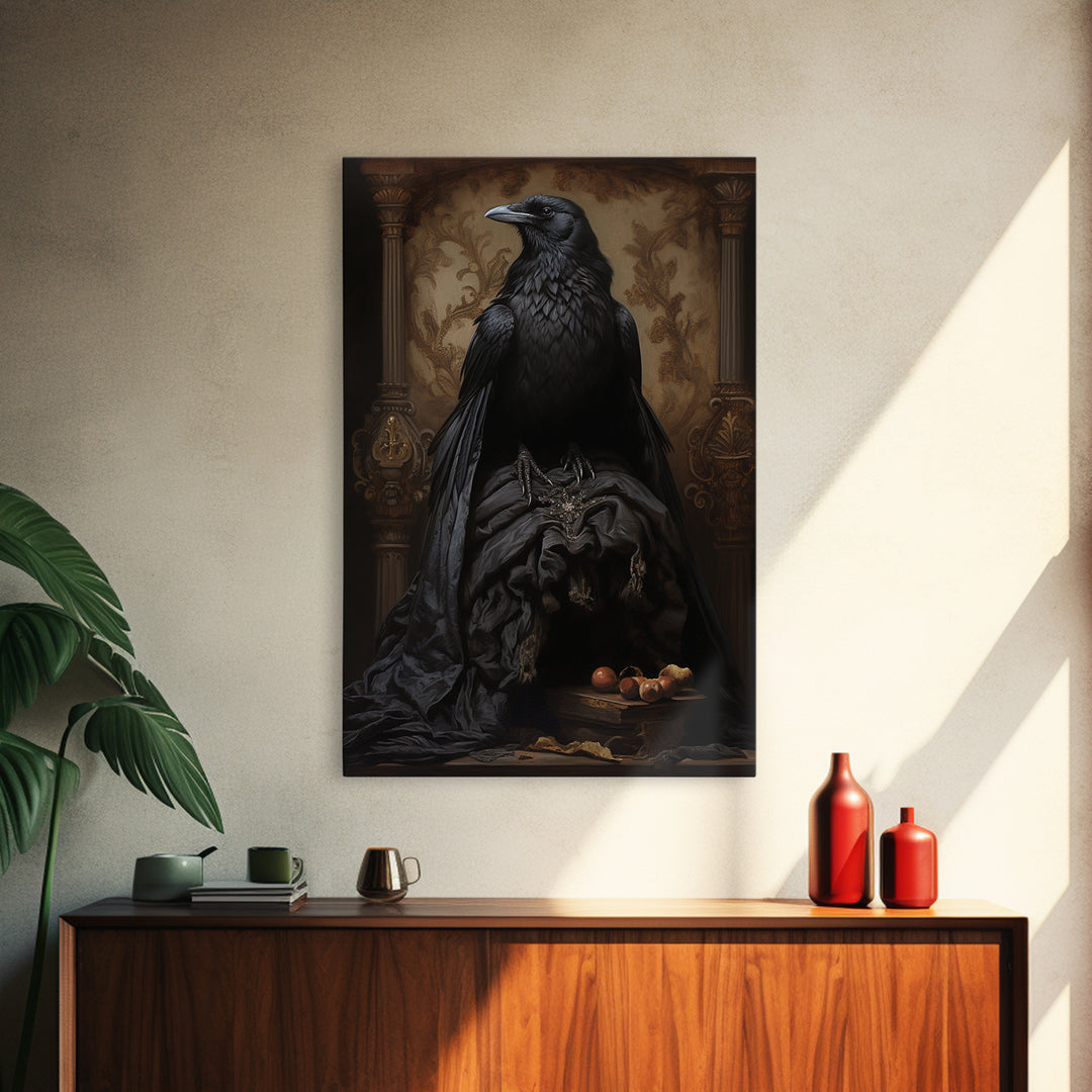 Raven Duchess, Victorian Animal Portrait, Halloween Art, Gothic Whimsy Decor, Anthropomorphic Costume Art