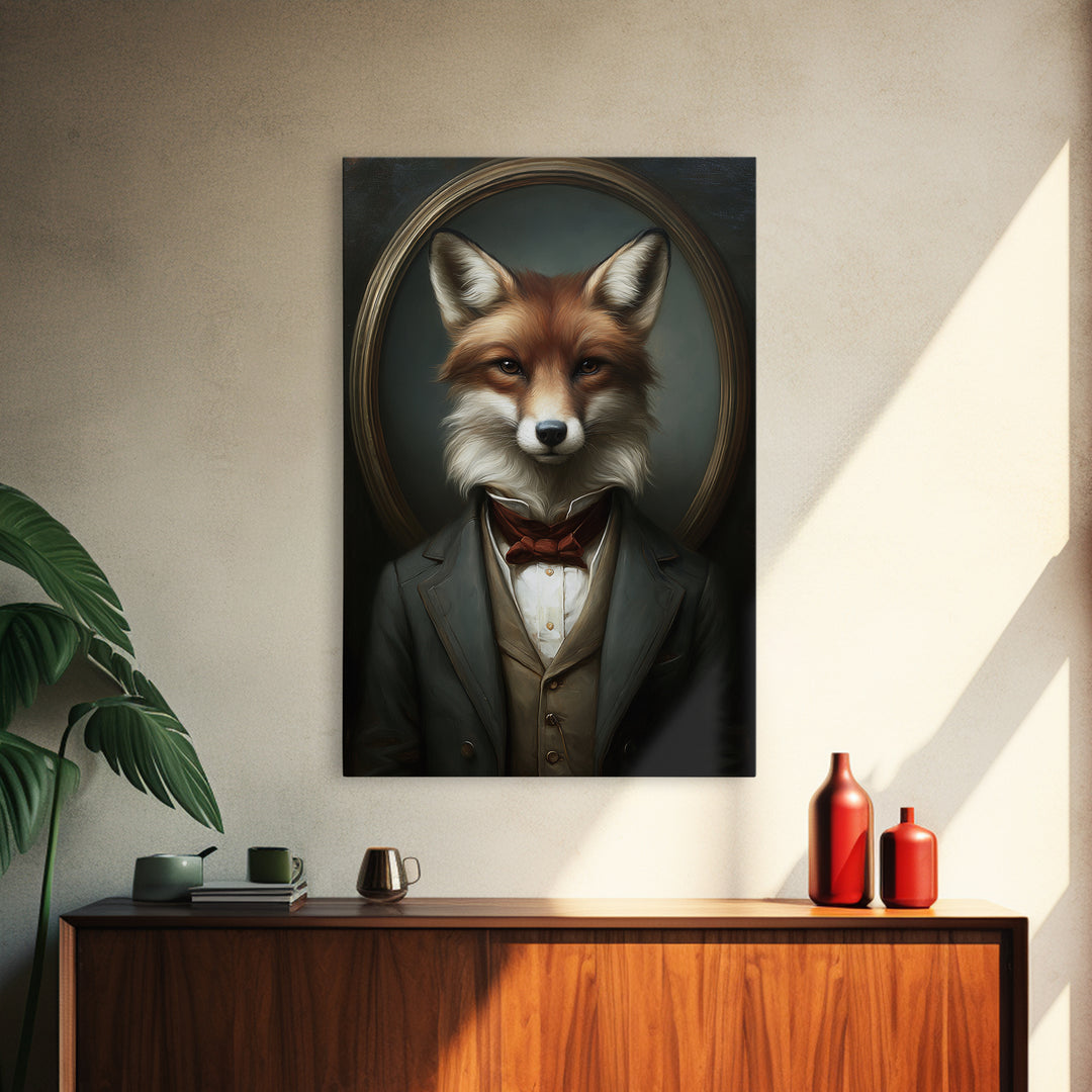 Fox Barrister, Victorian Animal Portrait, Halloween Art, Gothic Whimsy Decor, Anthropomorphic Costume Art