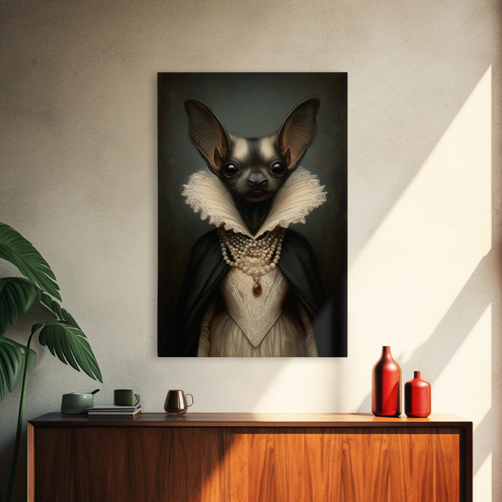 Bat Countess, Victorian Animal Portrait, Halloween Art, Gothic Whimsy Decor, Anthropomorphic Costume Art