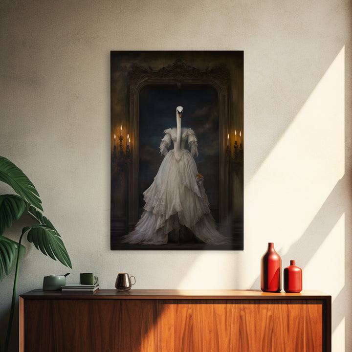 Swan Lady, Victorian Animal Portrait, Halloween Art, Gothic Whimsy Decor, Anthropomorphic Costume Art