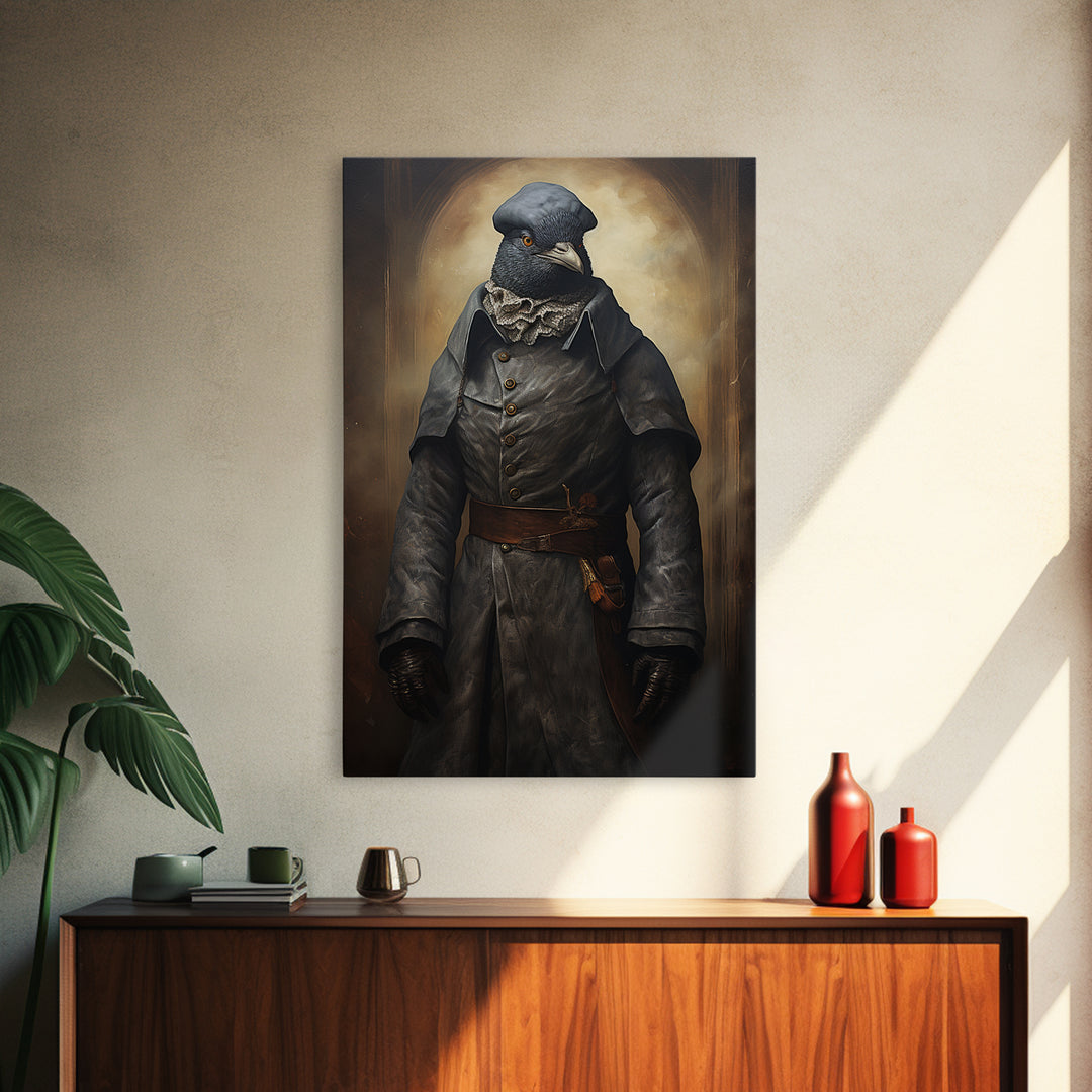 Pigeon Messenger, Victorian Animal Portrait, Halloween Art, Gothic Whimsy Decor, Anthropomorphic Costume Art