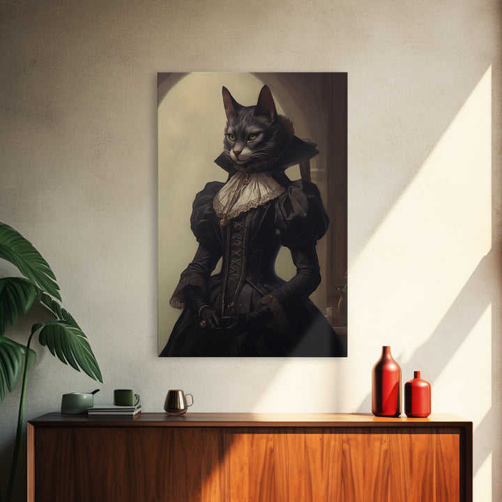 Lynx Noblewoman, Victorian Animal Portrait, Halloween Art, Gothic Whimsy Decor, Anthropomorphic Costume Art