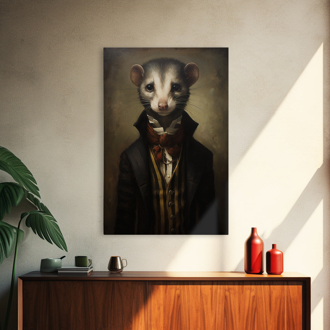 Weasel Aristocrat, Victorian Animal Portrait, Halloween Art, Gothic Whimsy Decor, Anthropomorphic Costume Art