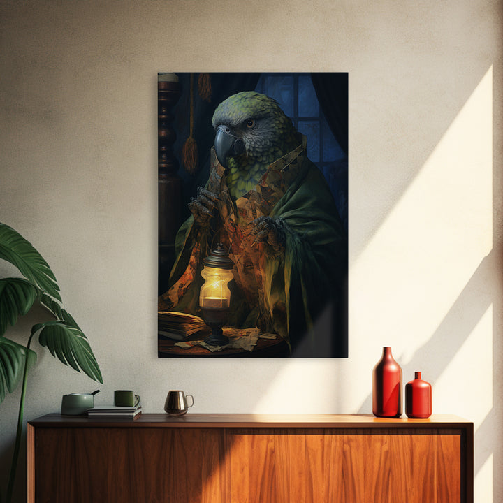 Parrot Fortune Teller, Victorian Animal Portrait, Halloween Art, Gothic Whimsy Decor, Anthropomorphic Costume Art