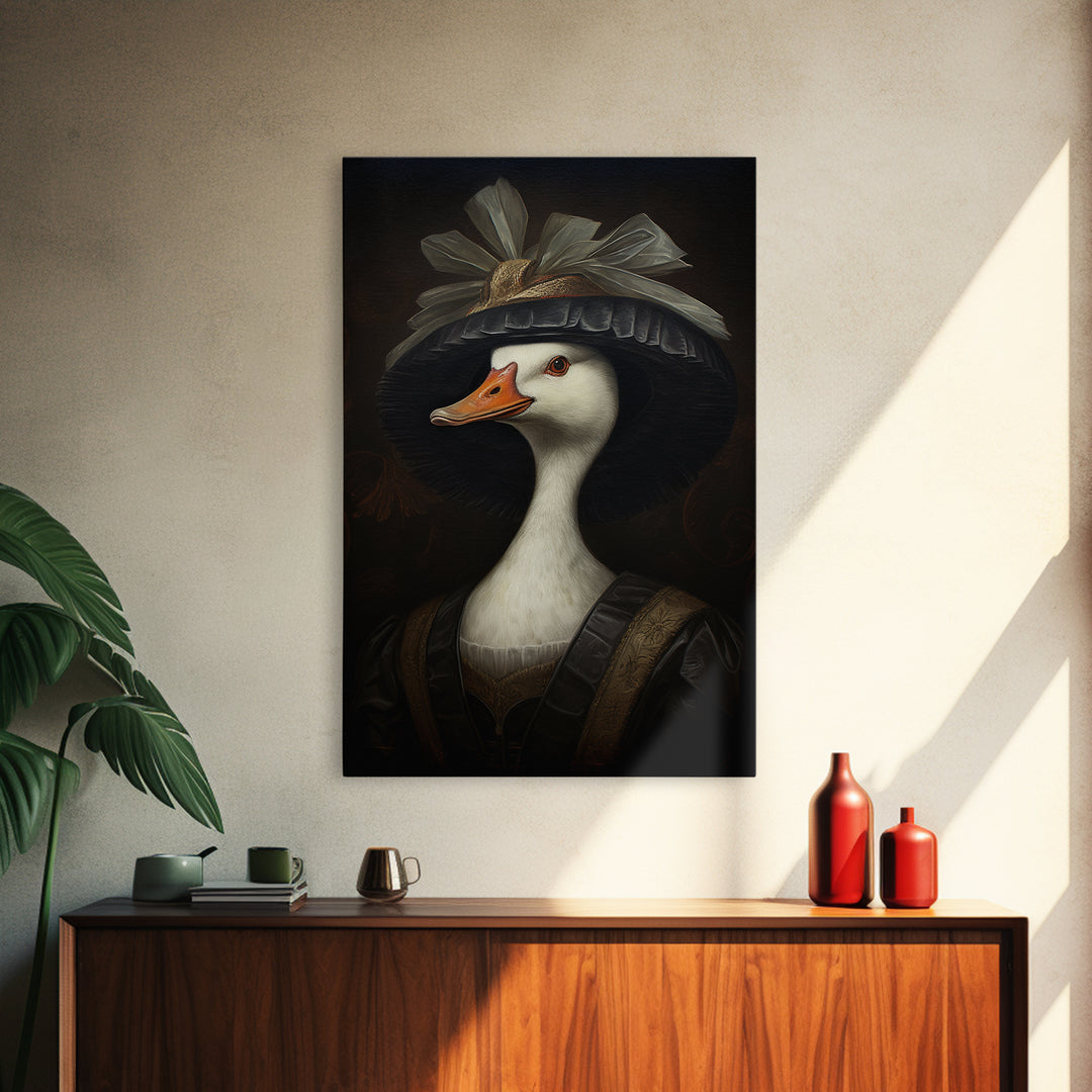 Goose Matron, Victorian Animal Portrait, Halloween Art, Gothic Whimsy Decor, Anthropomorphic Costume Art