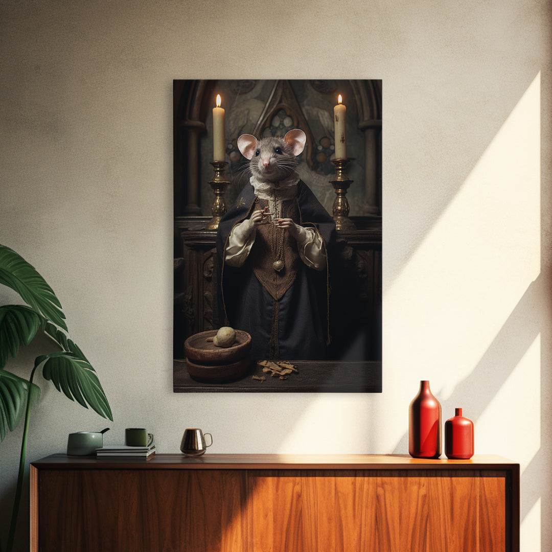 Rat Choirboy, Victorian Animal Portrait, Halloween Art, Gothic Whimsy Decor, Anthropomorphic Costume Art