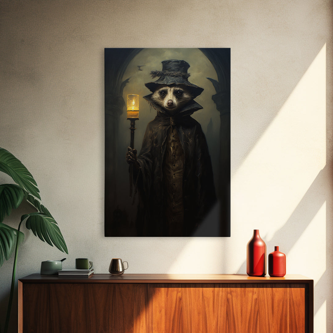 Possum Night Watchman, Victorian Animal Portrait, Halloween Art, Gothic Whimsy Decor, Anthropomorphic Costume Art