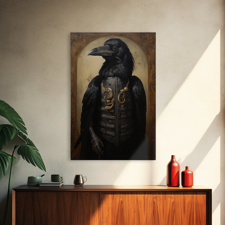 Magpie Collector, Victorian Animal Portrait, Halloween Art, Gothic Whimsy Decor, Anthropomorphic Costume Art