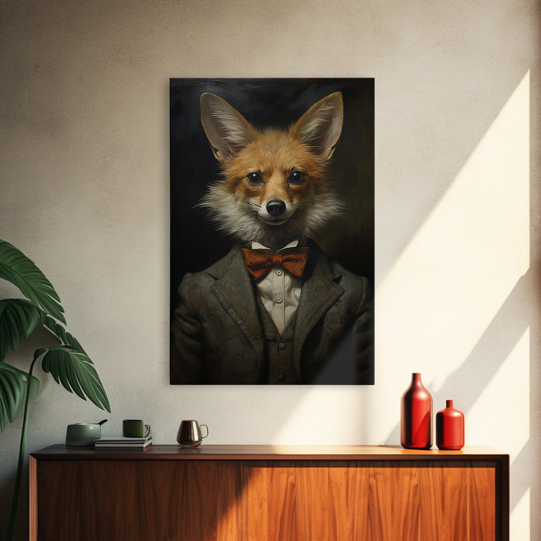 Jackal Dandy, Victorian Animal Portrait, Halloween Art, Gothic Whimsy Decor, Anthropomorphic Costume Art