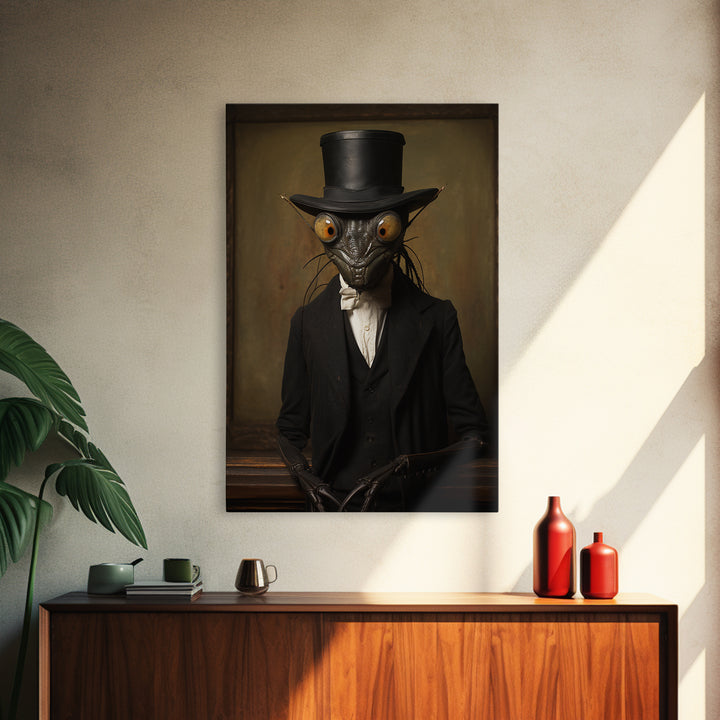 Mantis Archivist, Victorian Animal Portrait, Halloween Art, Gothic Whimsy Decor, Anthropomorphic Costume Art
