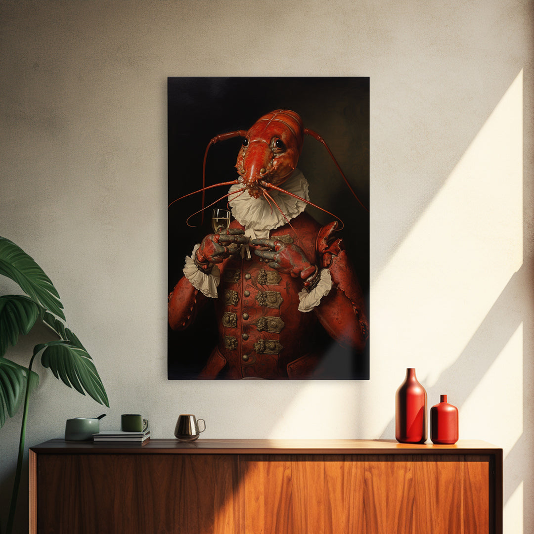 Lobster Earl, Victorian Animal Portrait, Halloween Art, Gothic Whimsy Decor, Anthropomorphic Costume Art