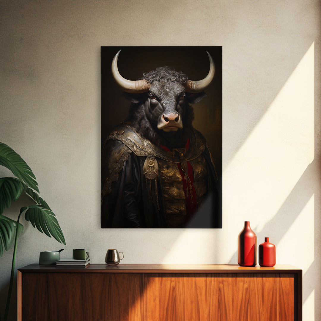 Buffalo Mayor, Victorian Animal Portrait, Halloween Art, Gothic Whimsy Decor, Anthropomorphic Costume Art
