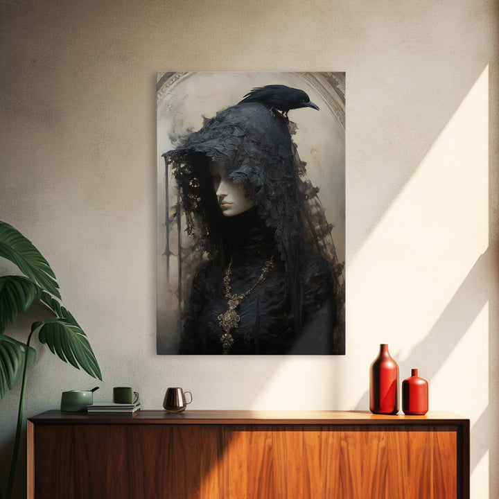 Cuckoo Widow, Victorian Animal Portrait, Halloween Art, Gothic Whimsy Decor, Anthropomorphic Costume Art