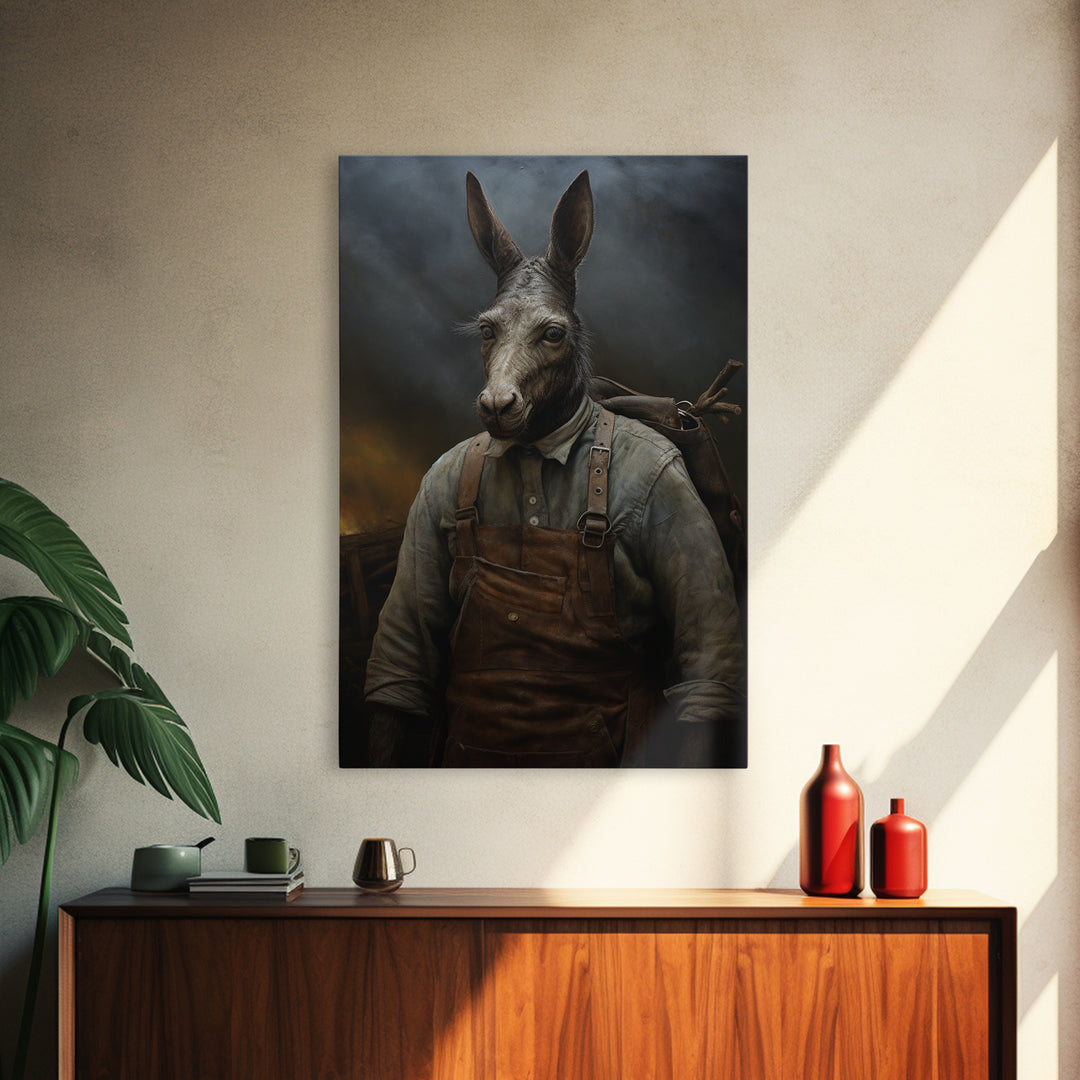 Mule Carpenter, Victorian Animal Portrait, Halloween Art, Gothic Whimsy Decor, Anthropomorphic Costume Art
