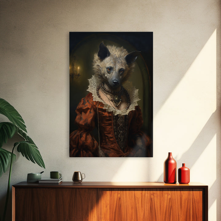 Hyena Social Climber, Victorian Animal Portrait, Halloween Art, Gothic Whimsy Decor, Anthropomorphic Costume Art