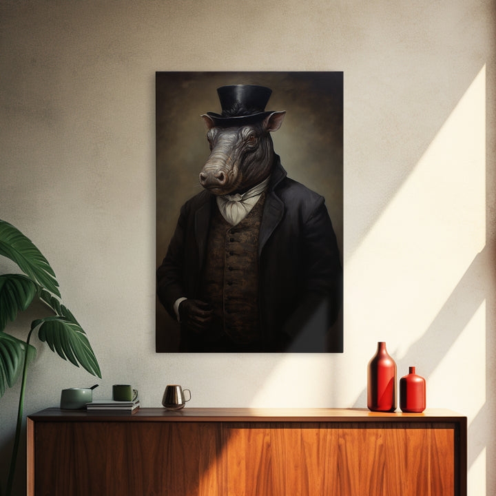 Tapir Antiquarian, Victorian Animal Portrait, Halloween Art, Gothic Whimsy Decor, Anthropomorphic Costume Art