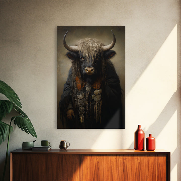 Yak Matriarch, Victorian Animal Portrait, Halloween Art, Gothic Whimsy Decor, Anthropomorphic Costume Art