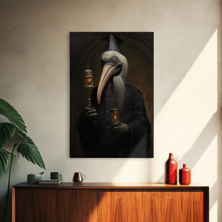 Pelican Bishop, Victorian Animal Portrait, Halloween Art, Gothic Whimsy Decor, Anthropomorphic Costume Art