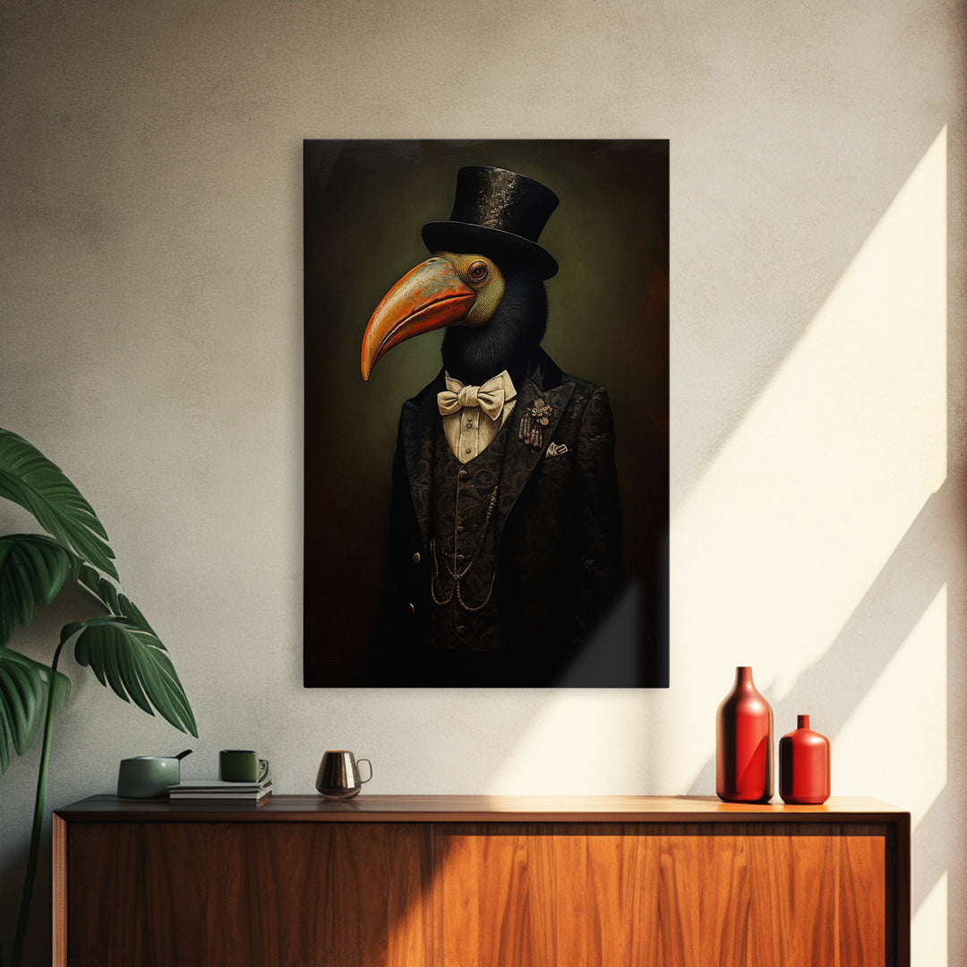 Toucan Advocate, Victorian Animal Portrait, Halloween Art, Gothic Whimsy Decor, Anthropomorphic Costume Art