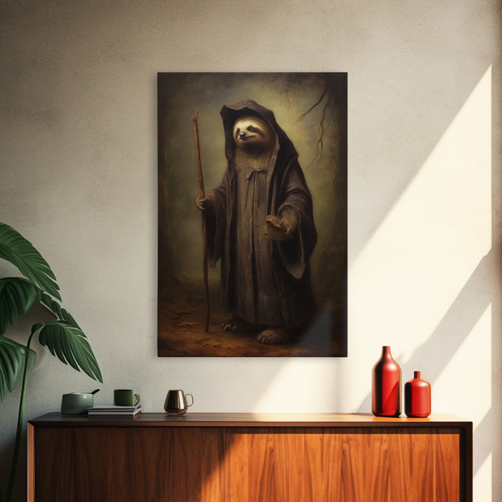 Sloth Philosopher, Victorian Animal Portrait, Halloween Art, Gothic Whimsy Decor, Anthropomorphic Costume Art