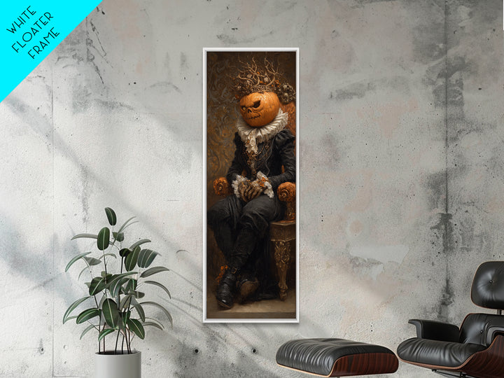 The Jack-O'-Lantern King, Antique Gothic Portrait, Tall Narrow Wall Art, Canvas Print, Gothic Wall Decor, Halloween Portrait Art