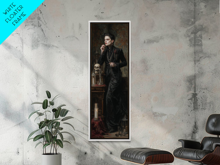 The Graveyard Ghost, Dark Academia Wall Art, Tall Narrow Wall Art, Framed Canvas Print, Gothic Wall Decor, Halloween Portrait Art