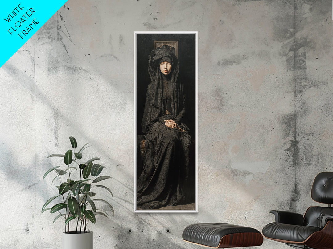 The Raven Keeper, Antique Gothic Portrait, Tall Narrow Wall Art, Canvas Print, Gothic Wall Decor, Halloween Portrait Art