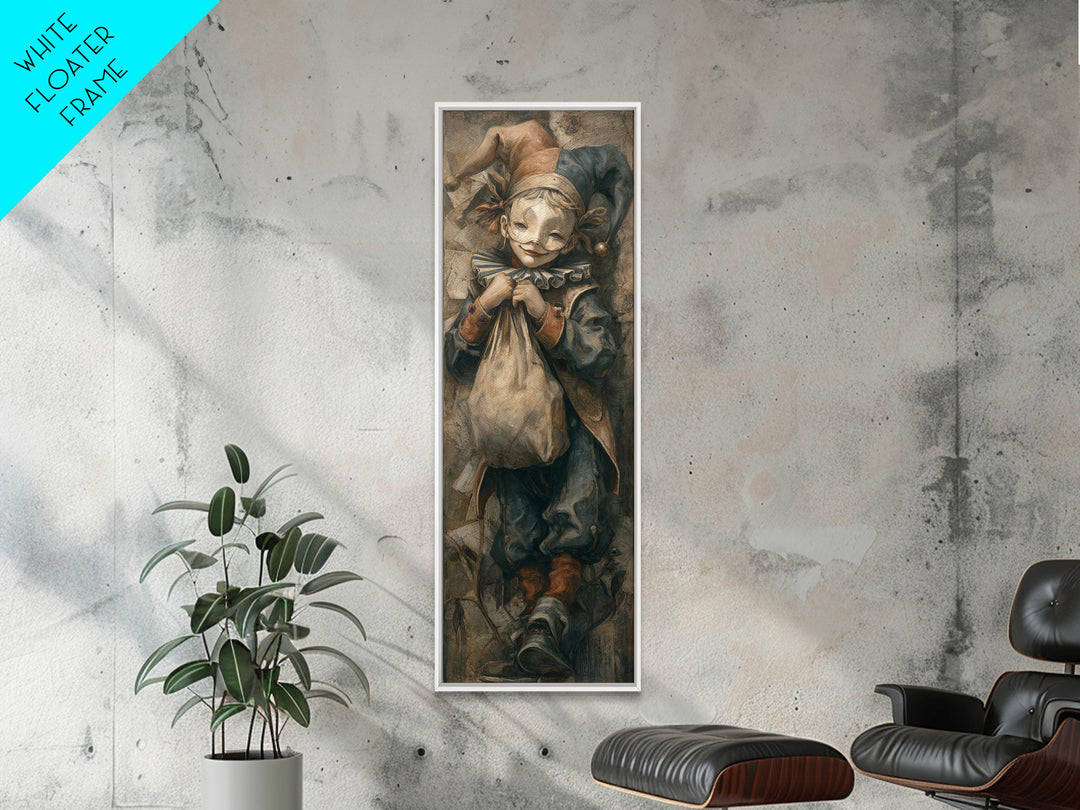 The Masked Candy Collector, Dark Academia Wall Art, Tall Narrow Wall Art, Framed Canvas Print, Gothic Wall Decor, Halloween Portrait Art