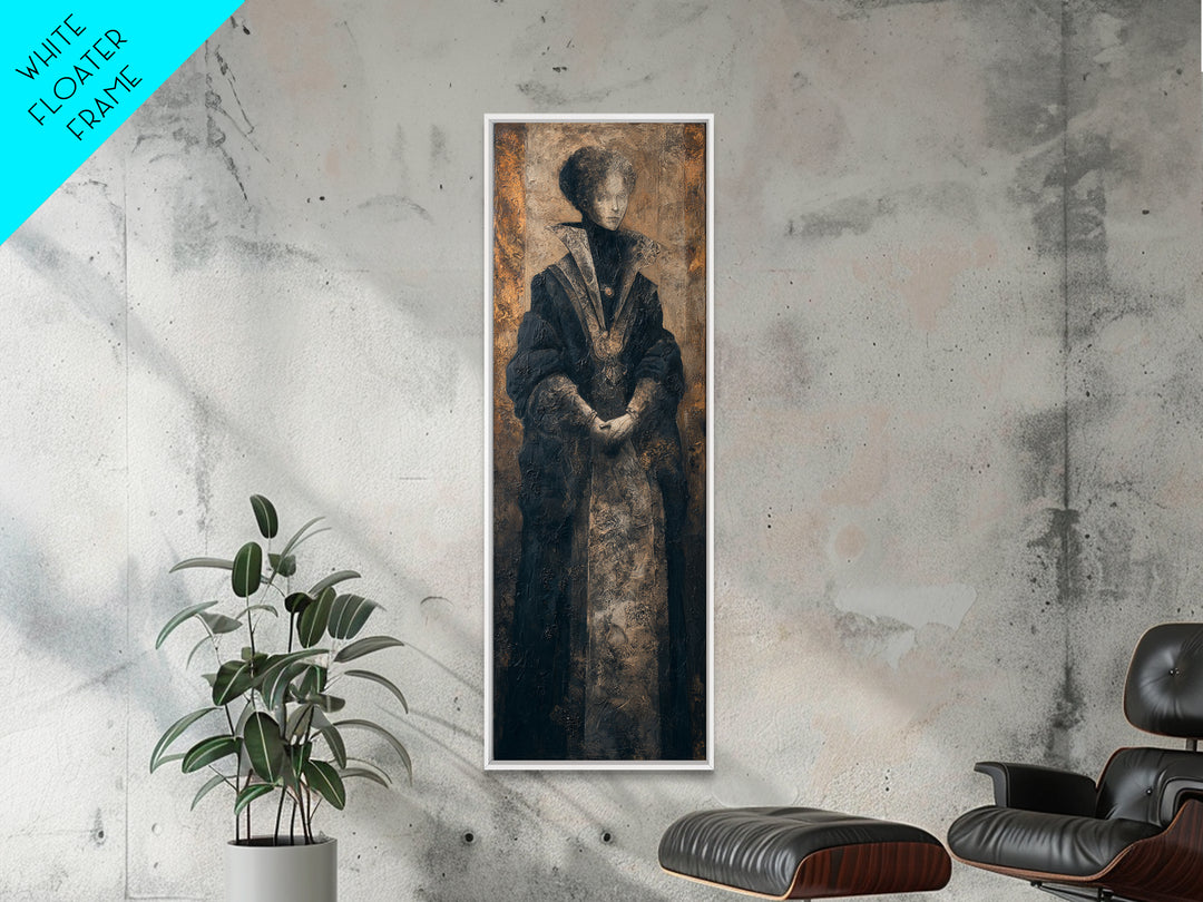 The Shadow Person, Victorian Horror Portrait, Tall Narrow Wall Art, Framed Canvas Print, Gothic Wall Decor, Halloween Portrait Art