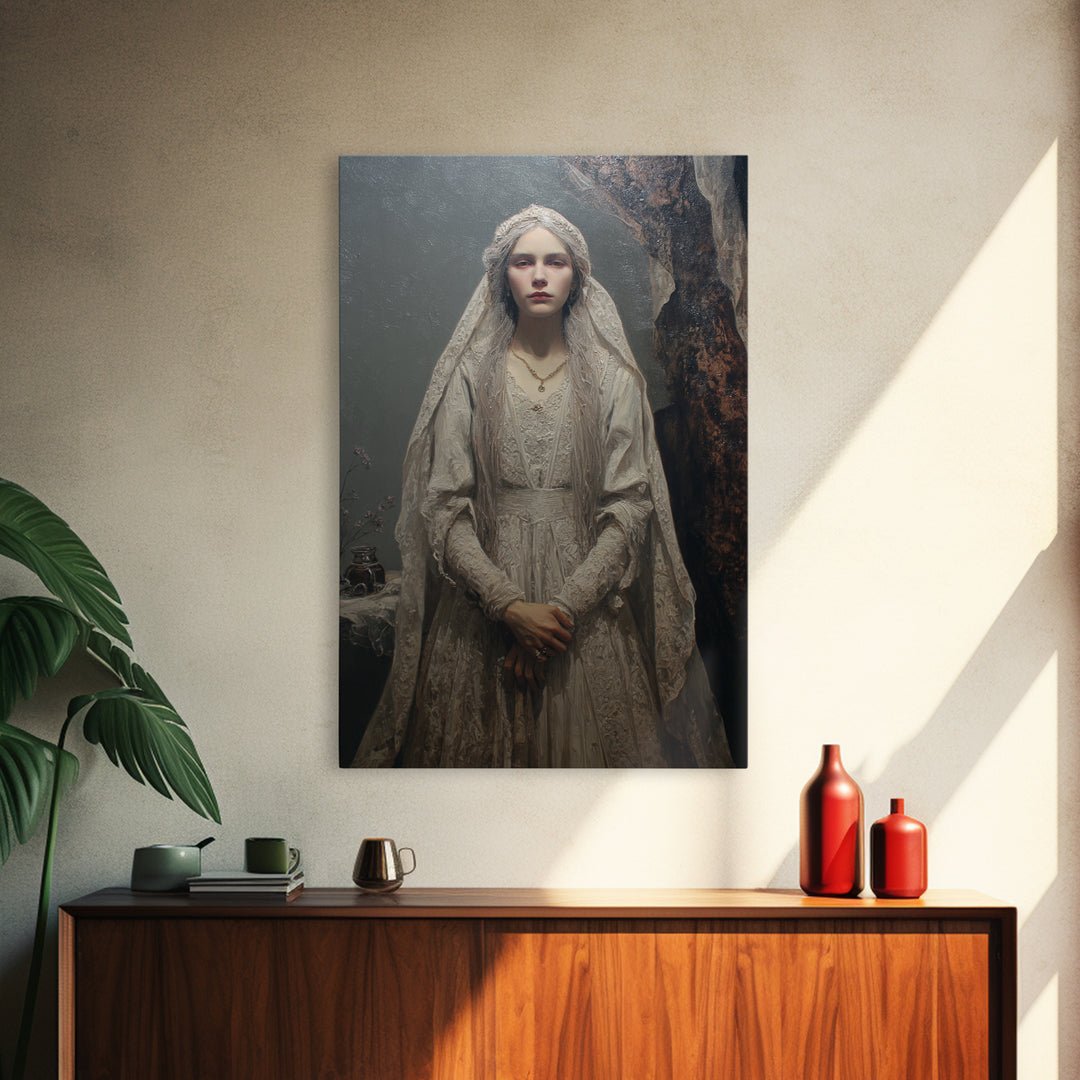 The Banshee Singer, Macabre Victorian Decor, Vertical Wall Art, Framed Canvas Print, Gothic Wall Decor, Halloween Portrait Art