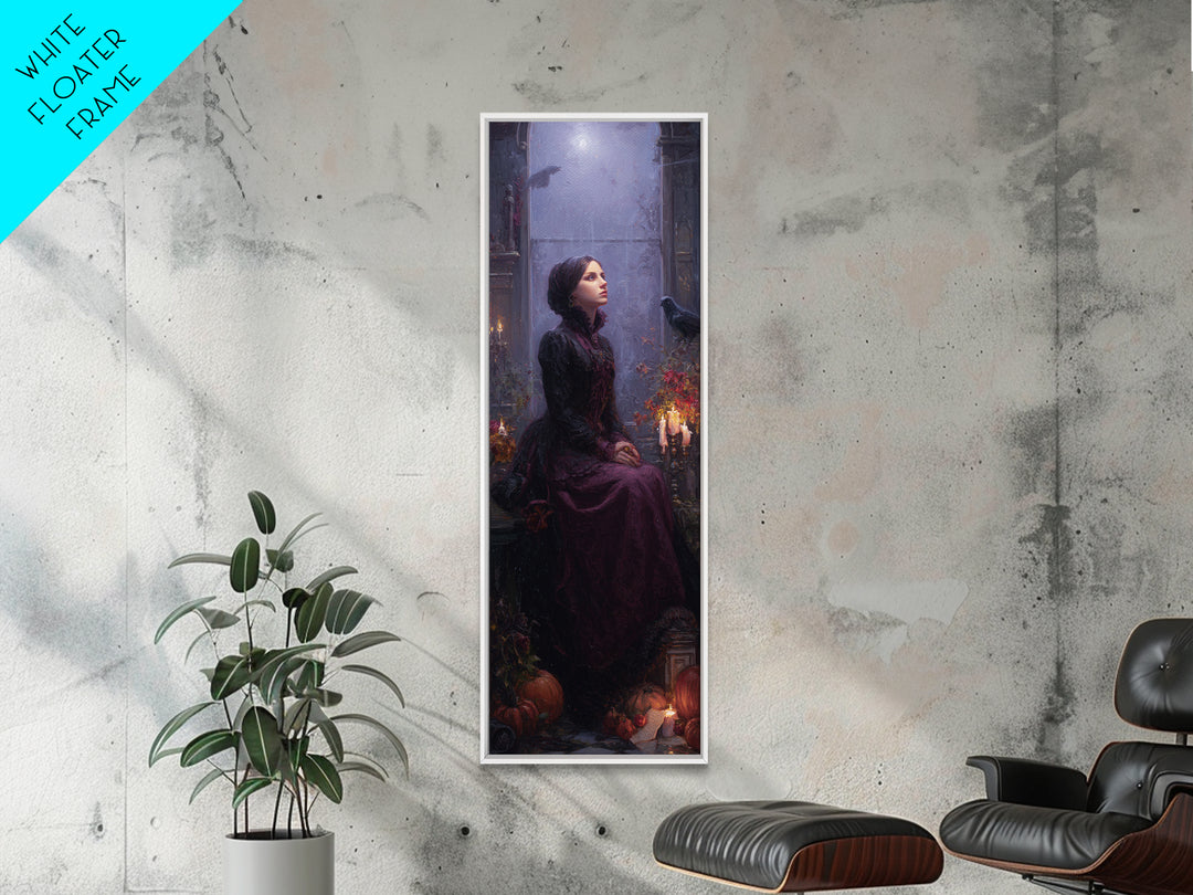 The Gargoyle Sentinel, Victorian Horror Portrait, Tall Narrow Wall Art, Canvas Print, Gothic Wall Decor, Halloween Portrait Art