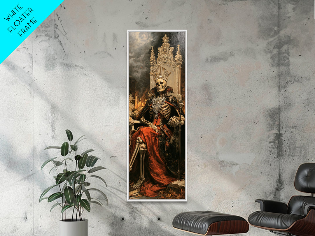 The Bone Queen, Victorian Gothic Art, Tall Narrow Wall Art, Framed Canvas Print, Gothic Wall Decor, Halloween Portrait Art