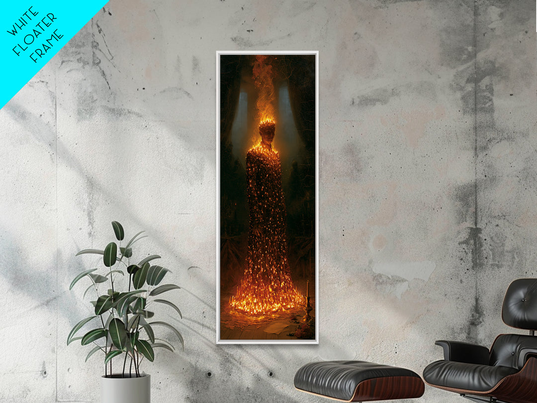 The Candlewax Man, Antique Gothic Portrait, Tall Narrow Wall Art, Framed Canvas Print, Gothic Wall Decor, Halloween Portrait Art
