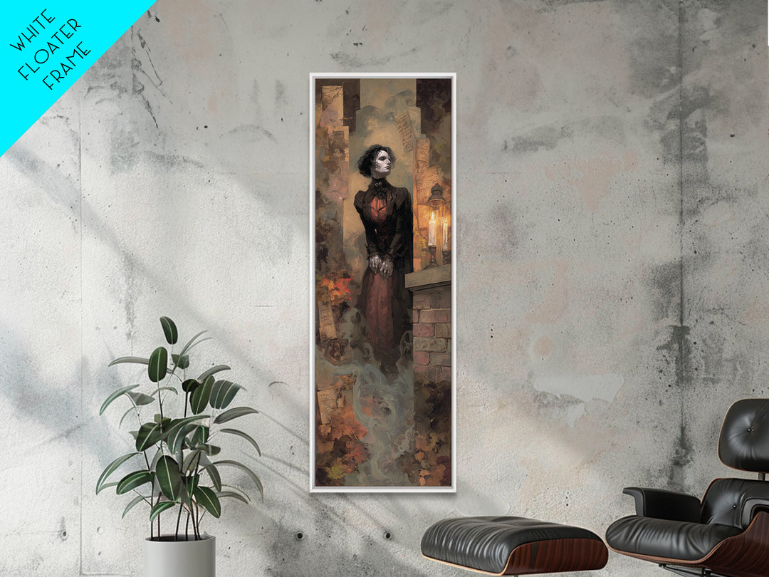 The Chimney Phantom, Dark Academia Wall Art, Tall Narrow Wall Art, Canvas Print, Gothic Wall Decor, Halloween Portrait Art, Halloween Decor