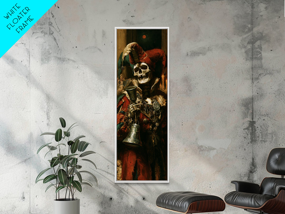 The Phantom Jester, Antique Gothic Portrait, Tall Narrow Wall Art, Canvas Print, Gothic Wall Decor, Halloween Portrait Art, Halloween Decor
