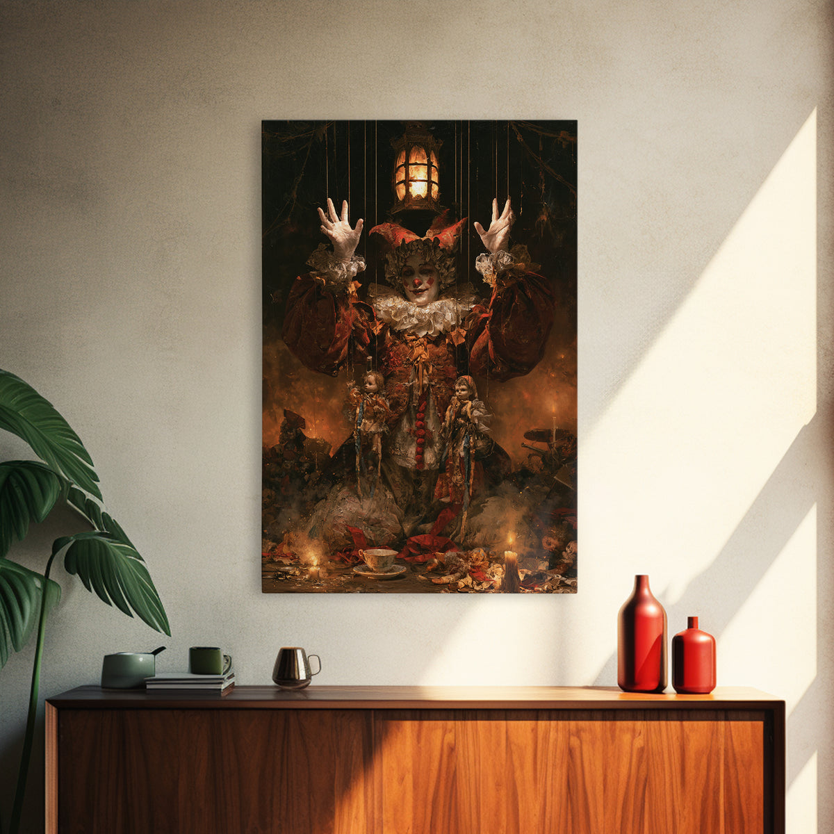 The Marionette Master, Macabre Victorian Decor, Vertical Wall Art, Framed Canvas Print, Gothic Wall Decor, Halloween Portrait Art