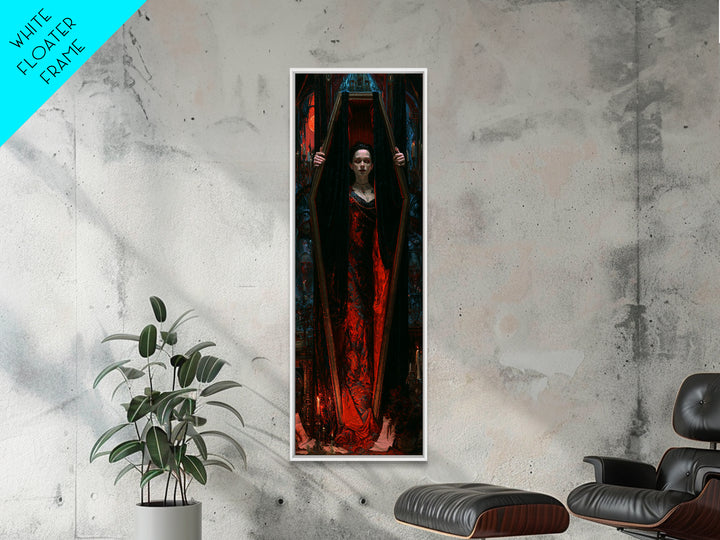 The Coffin Sleeper, Victorian Horror Portrait, Tall Narrow Wall Art, Framed Canvas Print, Gothic Wall Decor, Halloween Portrait Art