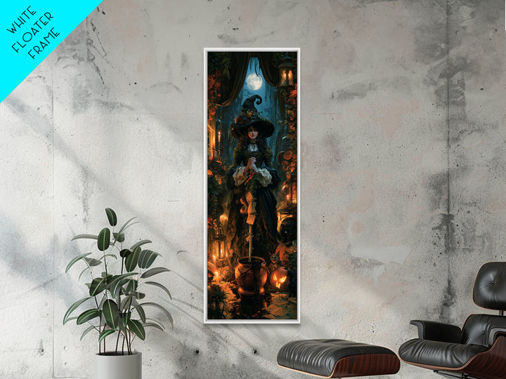 The Swamp Witch, Macabre Victorian Decor, Tall Narrow Wall Art, Framed Canvas Print, Gothic Wall Decor, Halloween Portrait Art