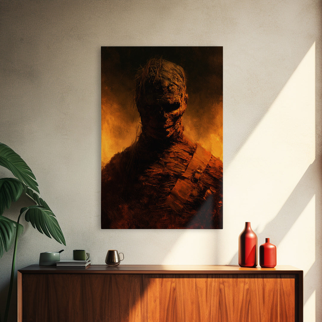 The Bog Mummy, Antique Gothic Portrait, Vertical Wall Art, Framed Canvas Print, Gothic Wall Decor, Halloween Portrait Art